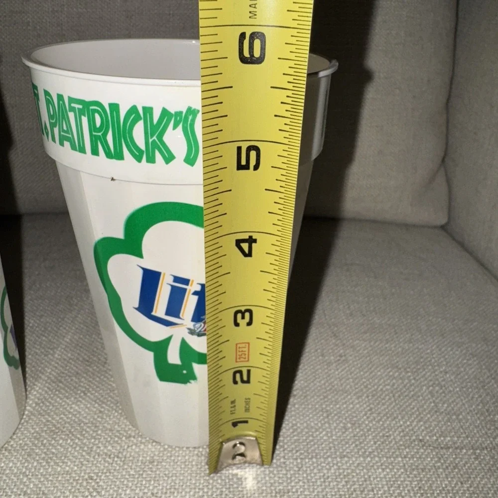 Set Of 2 Vintage Miller Lite Happy‎ St Patrick's Day Plastic Cups